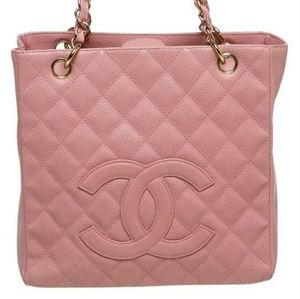 Authentic Chanel Quilted Caviar Petite Pink tote